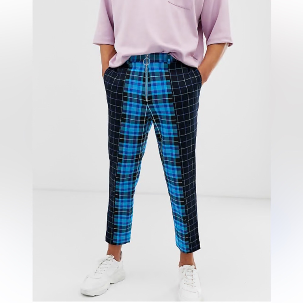 ASOS Tapered Plaid Crop Trousers.